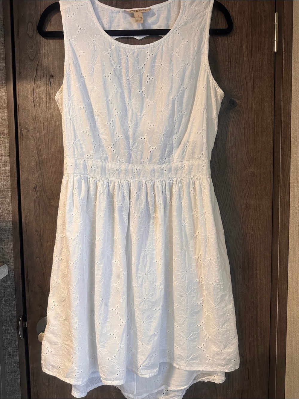 Fun & Flirt White Cotton Dress with Subtle Embroidery Size L